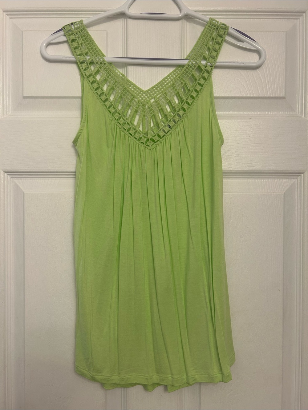 Ricki's Lime Green Crochet Yoke Sleeveless Tank